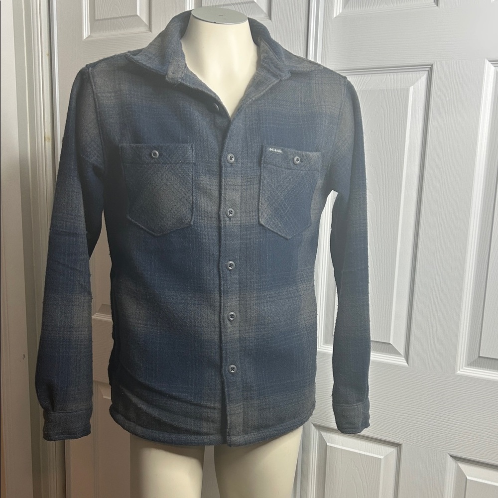 Columbia Men's Dark Blue Plaid Shirt Jacket S